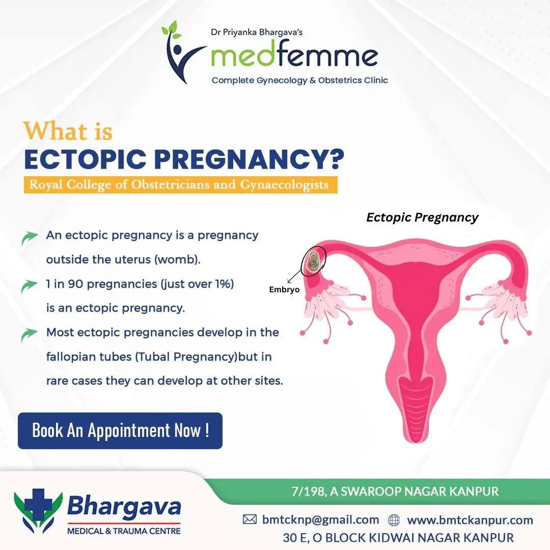 Emergency consultation and ultrasound for ectopic pregnancy at Medfemme Women's Clinic Kanpur.